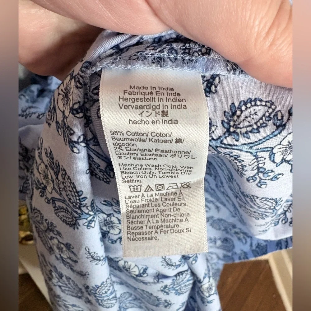 J.Crew Factory Blue Floral Button Front Shirt Dress | Size 0